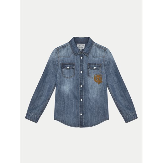 Guess Koszula jeansowa L5RH00 D4UE0 Granatowy Regular Fit ze sklepu MODIVO w kategorii Koszule chłopięce - zdjęcie 182670054