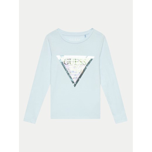 Guess Bluzka K4RI30 K6YW1 Niebieski Regular Fit ze sklepu MODIVO w kategorii Bluzki dziewczęce - zdjęcie 182670210