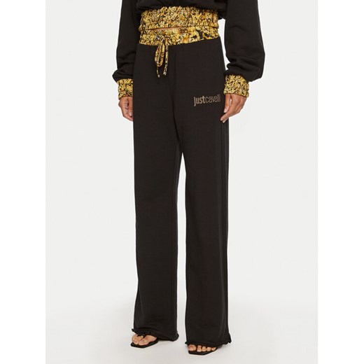 Just Cavalli Spodnie dresowe 77PAAE21 Czarny Regular Fit ze sklepu MODIVO w kategorii Spodnie damskie - zdjęcie 182670244