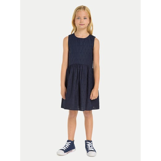 Tommy Hilfiger Sukienka letnia Anglaise KG0KG07931 M Granatowy Regular Fit ze sklepu MODIVO w kategorii Sukienki dziewczęce - zdjęcie 182670531