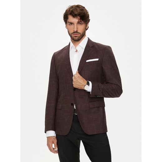 Boss Marynarka H-Hutson-224 50521645 Bordowy Slim Fit ze sklepu MODIVO w kategorii Marynarki męskie - zdjęcie 182670690