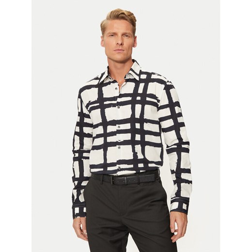 Hugo Koszula Ermo 50520097 Écru Slim Fit ze sklepu MODIVO w kategorii Koszule męskie - zdjęcie 182670711