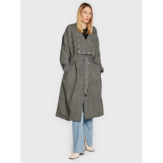 TWINSET Płaszcz przejściowy 222AP237A Szary Regular Fit ze sklepu MODIVO w kategorii Płaszcze damskie - zdjęcie 182670744
