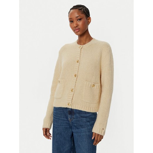 Tommy Hilfiger Kardigan WW0WW44473 Beżowy Regular Fit ze sklepu MODIVO w kategorii Swetry damskie - zdjęcie 182670844