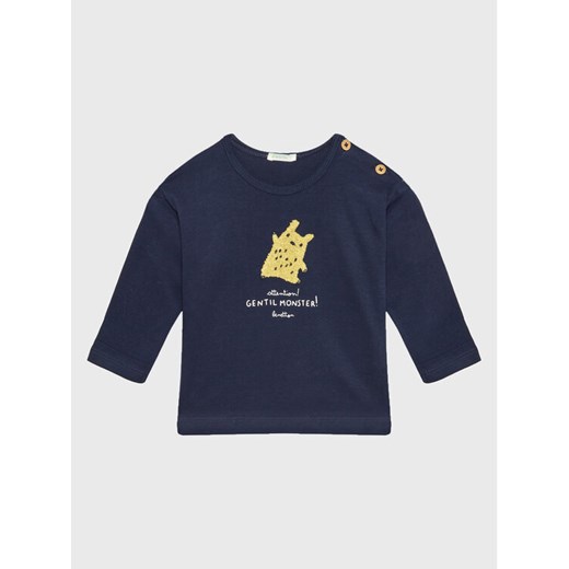 United Colors Of Benetton Bluzka 3ATNA101R Granatowy Regular Fit ze sklepu MODIVO w kategorii T-shirty chłopięce - zdjęcie 182670904