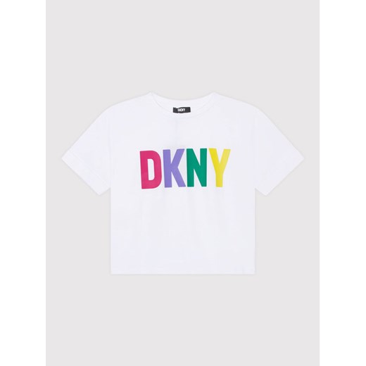 DKNY T-Shirt D35S31 S Biały Relaxed Fit ze sklepu MODIVO w kategorii Bluzki damskie - zdjęcie 182671061