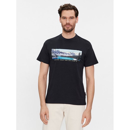Napapijri T-Shirt S-Canada NP0A4HQM Czarny Regular Fit ze sklepu MODIVO w kategorii T-shirty męskie - zdjęcie 182671110