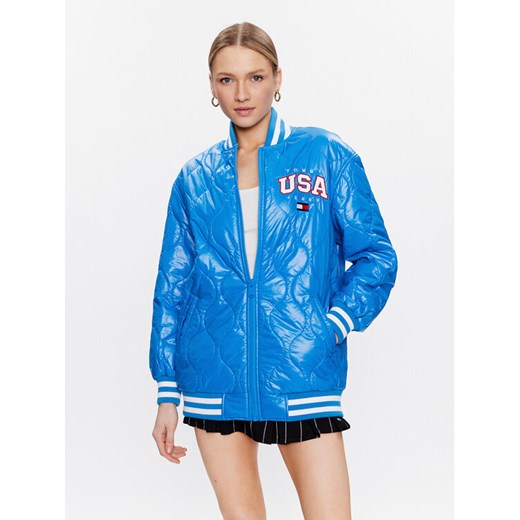 Tommy Jeans Kurtka bomber DW0DW15335 Niebieski Oversize ze sklepu MODIVO w kategorii Kurtki damskie - zdjęcie 182671411