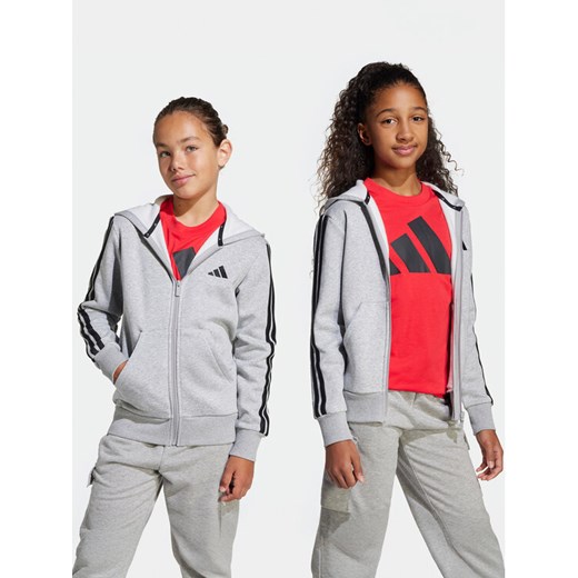 adidas Bluza Essentials JD6493 Szary Regular Fit ze sklepu MODIVO w kategorii Bluzy dziewczęce - zdjęcie 182671630