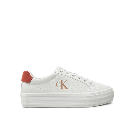 Calvin Klein Jeans Sneakersy Bold Vulc Flatf Low Lth Ml YW0YW01669 Biały ze sklepu MODIVO w kategorii Buty sportowe damskie - zdjęcie 182671673