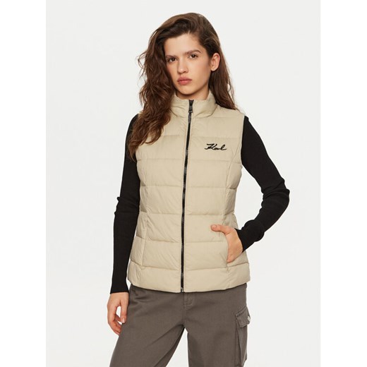 KARL LAGERFELD Bezrękawnik 246W1512 Beżowy Slim Fit ze sklepu MODIVO w kategorii Kamizelki damskie - zdjęcie 182671870