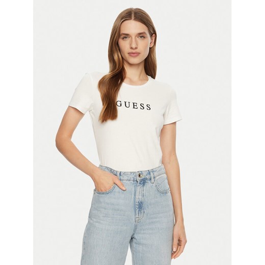 Guess T-Shirt O5RI01 KBBU1 Biały Slim Fit ze sklepu MODIVO w kategorii Bluzki damskie - zdjęcie 182672144