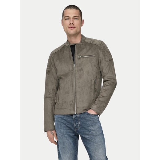Only & Sons Kurtka z imitacji skóry Gus 22029650 Beżowy Regular Fit ze sklepu MODIVO w kategorii Kurtki męskie - zdjęcie 182672184