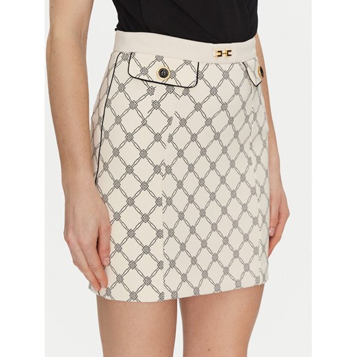 Elisabetta Franchi Spódnica mini GO-S03-51E2-V320 Écru Regular Fit ze sklepu MODIVO w kategorii Spódnice - zdjęcie 182672262