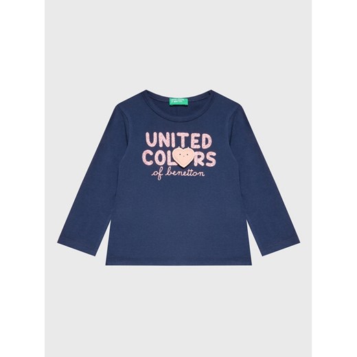 United Colors Of Benetton Bluzka 3ATNG105X Granatowy Regular Fit ze sklepu MODIVO w kategorii Bluzki dziewczęce - zdjęcie 182672580