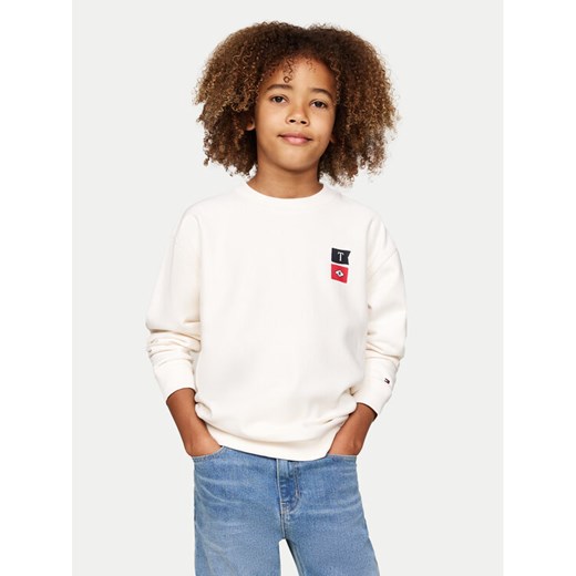 Tommy Hilfiger Bluza KB0KB09191 Écru Regular Fit ze sklepu MODIVO w kategorii Bluzy dziewczęce - zdjęcie 182672752