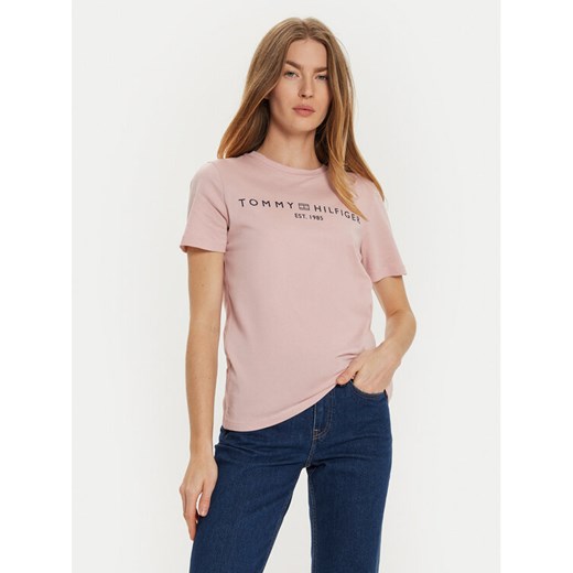 Tommy Hilfiger T-Shirt WW0WW40276 Różowy Regular Fit ze sklepu MODIVO w kategorii Bluzki damskie - zdjęcie 182672781
