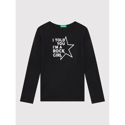 United Colors Of Benetton Bluzka 3ATNC107J Czarny Regular Fit ze sklepu MODIVO w kategorii Bluzki dziewczęce - zdjęcie 182672883
