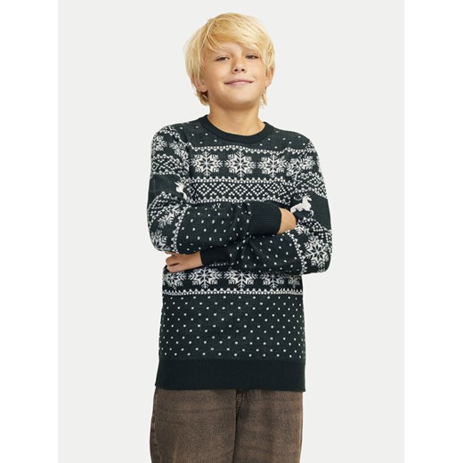 Jack&Jones Junior Sweter Xmas Gabriel 12267436 Zielony Regular Fit ze sklepu MODIVO w kategorii Swetry chłopięce - zdjęcie 182673024