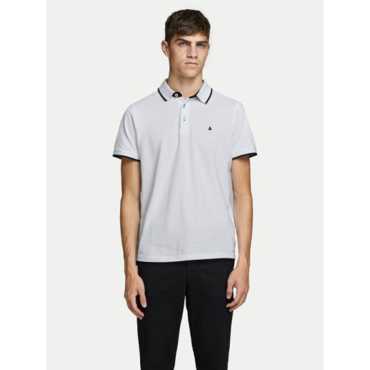 Jack&Jones Polo Paulos 12136668 Biały Slim Fit ze sklepu MODIVO w kategorii T-shirty męskie - zdjęcie 182673352