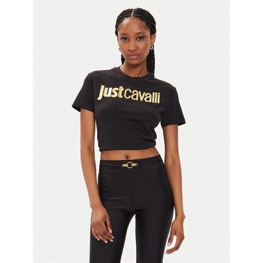 Just Cavalli T-Shirt 76PAHG11 Czarny Slim Fit ze sklepu MODIVO w kategorii Bluzki damskie - zdjęcie 182673474