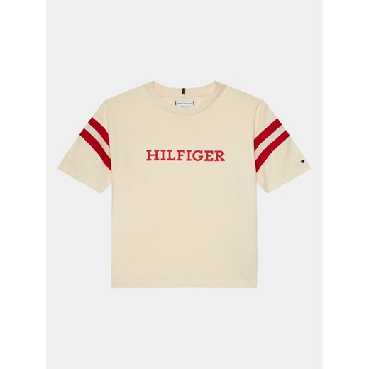 Tommy Hilfiger T-Shirt Monotype Varsity KG0KG07717 D Beżowy Relaxed Fit ze sklepu MODIVO w kategorii T-shirty chłopięce - zdjęcie 182673894