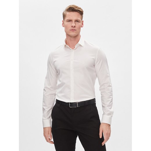 Calvin Klein Koszula K10K112305 Biały Slim Fit ze sklepu MODIVO w kategorii Koszule męskie - zdjęcie 182673981