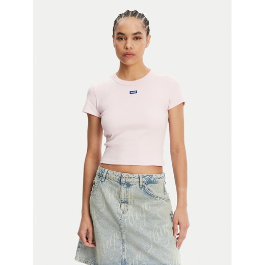 HUGO T-Shirt Baby 50510749 Różowy Slim Fit ze sklepu MODIVO w kategorii Bluzki damskie - zdjęcie 182674084