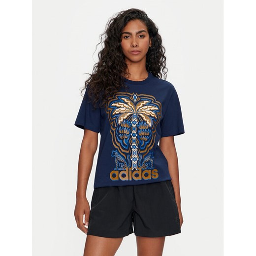 adidas T-Shirt FARM Rio Graphic IV9758 Granatowy Regular Fit ze sklepu MODIVO w kategorii Bluzki damskie - zdjęcie 182674163