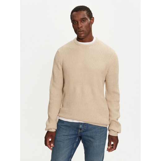 Brave Soul Sweter MK-230BINARY3 Beżowy Regular Fit ze sklepu MODIVO w kategorii Swetry męskie - zdjęcie 182674262