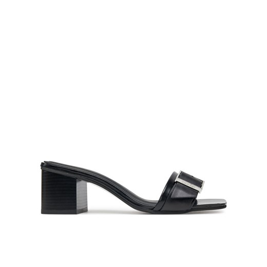 Calvin Klein Klapki Heel Mule 50 W/Buckle - Lth HW0HW02478 Czarny ze sklepu MODIVO w kategorii Klapki damskie - zdjęcie 182674363