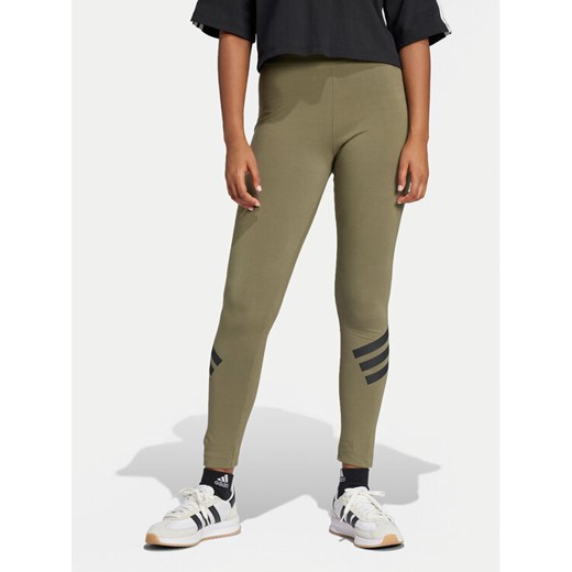 adidas Legginsy Future Icons 3-Stripes JE0221 Zielony Slim Fit ze sklepu MODIVO w kategorii Spodnie damskie - zdjęcie 182674520