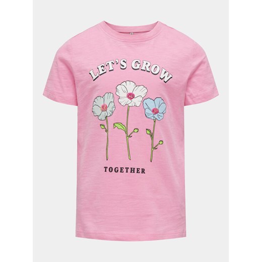 Kids ONLY T-Shirt Bone 15317846 Różowy Regular Fit ze sklepu MODIVO w kategorii Bluzki dziewczęce - zdjęcie 182674741