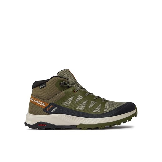 Salomon Trekkingi Outrise Mid GORE-TEX L47143600 Khaki ze sklepu MODIVO w kategorii Buty trekkingowe męskie - zdjęcie 182674751