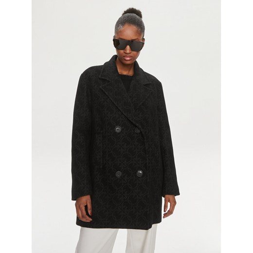 Pinko Płaszcz wełniany 101875 Y82W Czarny Regular Fit ze sklepu MODIVO w kategorii Płaszcze damskie - zdjęcie 182675404