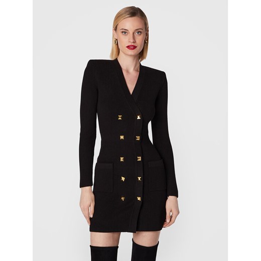 Elisabetta Franchi Sukienka dzianinowa AM-39S-26E2-V500 Czarny Slim Fit ze sklepu MODIVO w kategorii Sukienki - zdjęcie 182675454