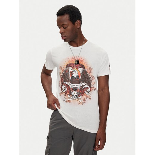 Brave Soul T-Shirt MTS-149DYLAN Écru Regular Fit ze sklepu MODIVO w kategorii T-shirty męskie - zdjęcie 182675584
