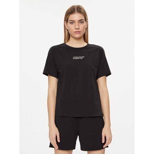United Colors Of Benetton Koszulka piżamowa 30963M04R Czarny Regular Fit ze sklepu MODIVO w kategorii Piżamy damskie - zdjęcie 182675621
