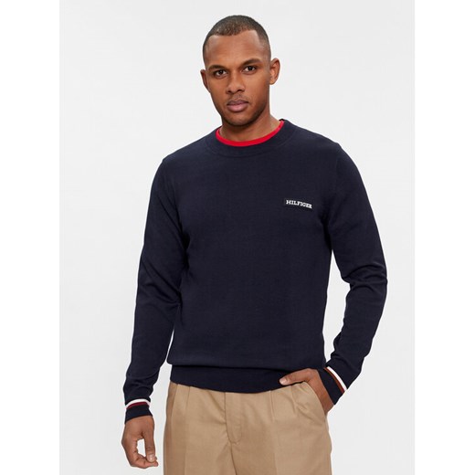 Tommy Hilfiger Sweter Global Stripe Crew Nk MW0MW33502 Granatowy Regular Fit ze sklepu MODIVO w kategorii Swetry męskie - zdjęcie 182675930