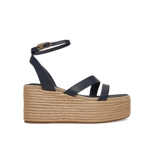 Tommy Hilfiger Espadryle Ankle Strap Leather Platform FW0FW08497 Granatowy ze sklepu MODIVO w kategorii Espadryle damskie - zdjęcie 182675931