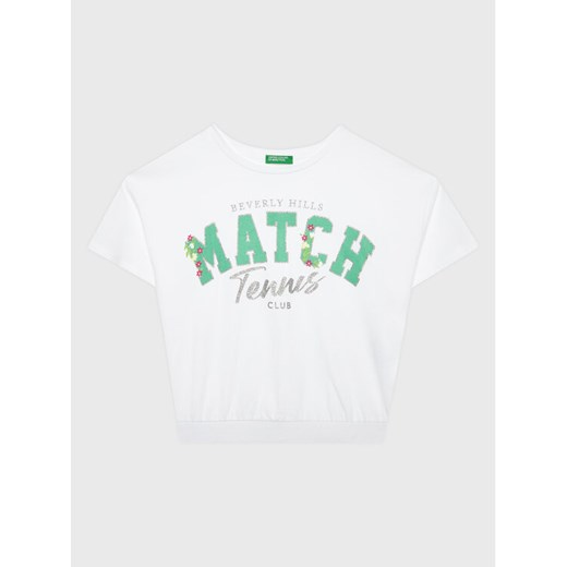 United Colors Of Benetton T-Shirt 3096C10BA Biały Boxy Fit ze sklepu MODIVO w kategorii Bluzki dziewczęce - zdjęcie 182676014