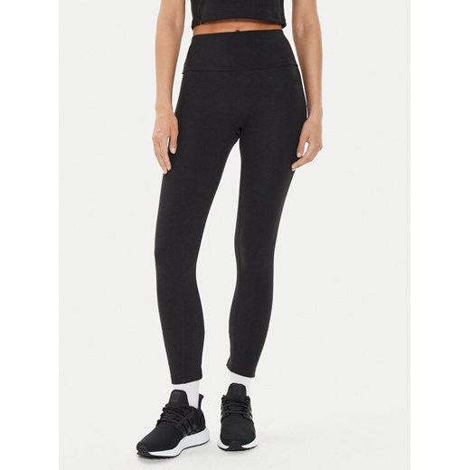 adidas Legginsy Lounge Ribbed IP2281 Czarny Slim Fit ze sklepu MODIVO w kategorii Spodnie damskie - zdjęcie 182676160