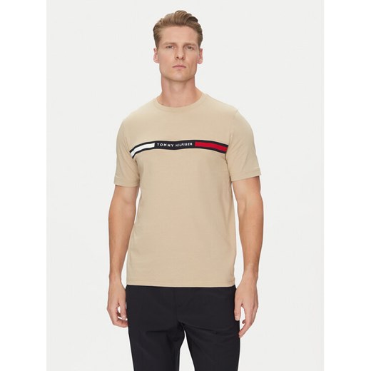 Tommy Hilfiger T-Shirt Chest Insert MW0MW36498 Beżowy Regular Fit ze sklepu MODIVO w kategorii T-shirty męskie - zdjęcie 182676250
