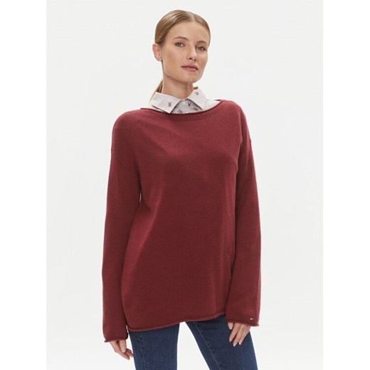 Tommy Hilfiger Sweter WW0WW39890 Czerwony Relaxed Fit ze sklepu MODIVO w kategorii Swetry damskie - zdjęcie 182676272