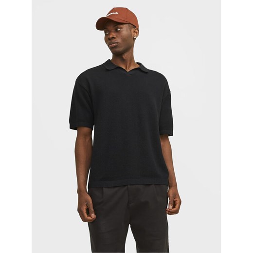 Jack&Jones Polo Linen 12252748 Czarny Regular Fit ze sklepu MODIVO w kategorii T-shirty męskie - zdjęcie 182676360