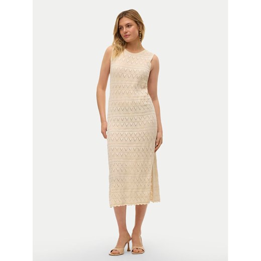 Vero Moda Sukienka letnia Bali 10302925 Écru Regular Fit ze sklepu MODIVO w kategorii Sukienki - zdjęcie 182676651