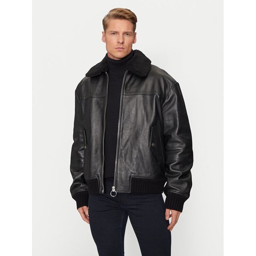Versace Jeans Couture Kurtka skórzana 77GAVP01 Czarny Regular Fit ze sklepu MODIVO w kategorii Kurtki męskie - zdjęcie 182676810