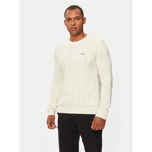 Aeronautica Militare Sweter 242MA1484L417 Biały Regular Fit ze sklepu MODIVO w kategorii Swetry męskie - zdjęcie 182677130