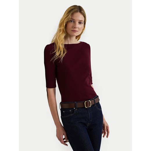 LAUREN RALPH LAUREN Bluzka 200654963086 Bordowy Slim Fit ze sklepu MODIVO w kategorii Bluzki damskie - zdjęcie 182677232