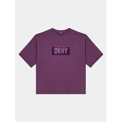 DKNY T-Shirt D35T02 D Fioletowy Regular Fit ze sklepu MODIVO w kategorii Bluzki dziewczęce - zdjęcie 182677624